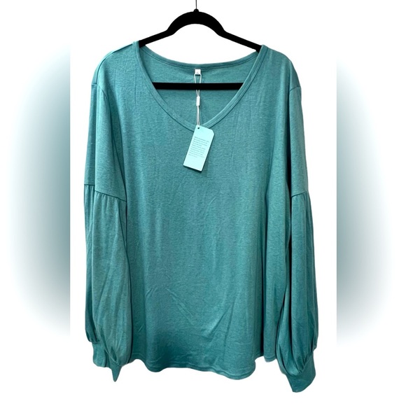 NWT Balloon Sleeve Tunic, Size XL, Turquoise - Picture 3 of 5